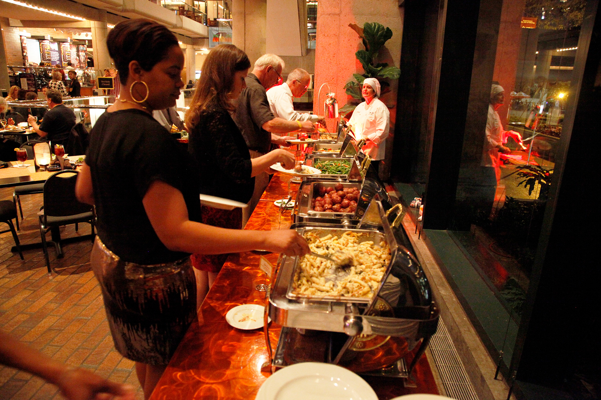 buffet dining in Morsani lobby